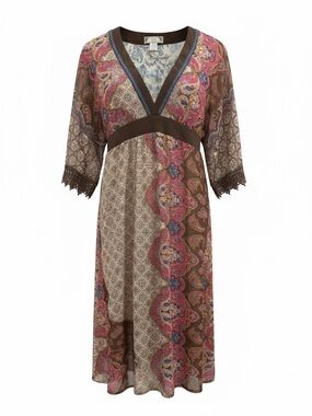 🦋Flying Tomato Paisley V-Neck Chemise in Brown, Pink and Cream | Size Small |